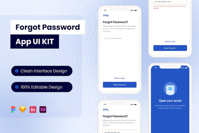 忘记密码移动应用APP UI KIT (FIG,SKETCH,XD)