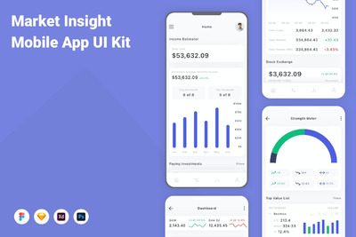 数据展示移动应用APP UI KIT (FIG,PSD,SKETCH,XD)