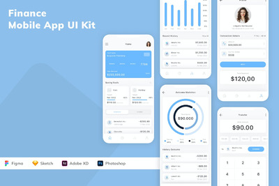 金融移动应用APP UI KIT (FIG,PSD,SKETCH,XD)