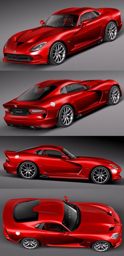 2013道奇Dodge Viper GTS跑车3D模型（OBJ,FBX,MAX,C4D,LWO）