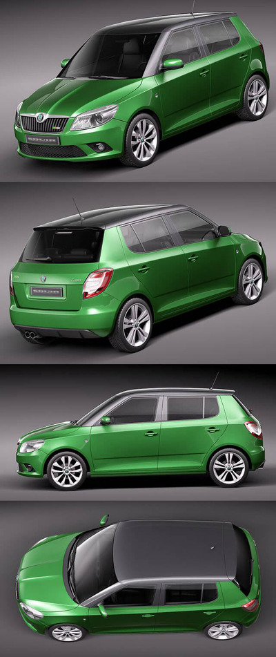 2011款斯柯达Skoda Fabia RS汽车3D模型（OBJ,FBX,MAX,C4D,LWO）