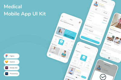 医疗移动应用APP UI KIT (FIG,PSD,SKETCH,XD)