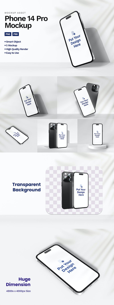 🔴高品质的iPhone 14 Pro APP UI样机展示模型mockups