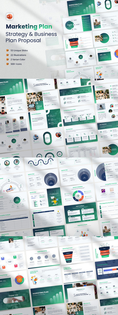 🔴时尚高端多用途的营销计划战略商业计划提案大数据powerpoint幻灯片演示模板（pptx）