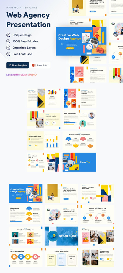 🔴时尚清新高端简约创意网页设计机构powerpoint幻灯片演示模板（pptx）