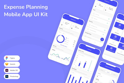 费用计划移动应用APP UI KIT (FIG,PSD,SKETCH,XD)
