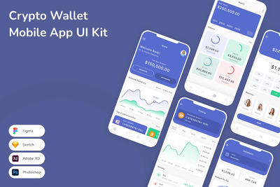 加密钱包移动应用APP UI KIT (FIG,PSD,SKETCH,XD)