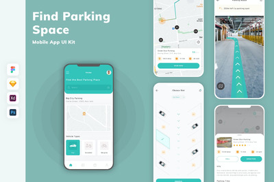 查找停车位移动应用APP UI KIT (FIG,PSD,SKETCH,XD)