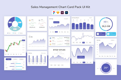 销售管理图表网页后台UI组件模版 (FIG,PSD,SKETCH,XD,EPS)