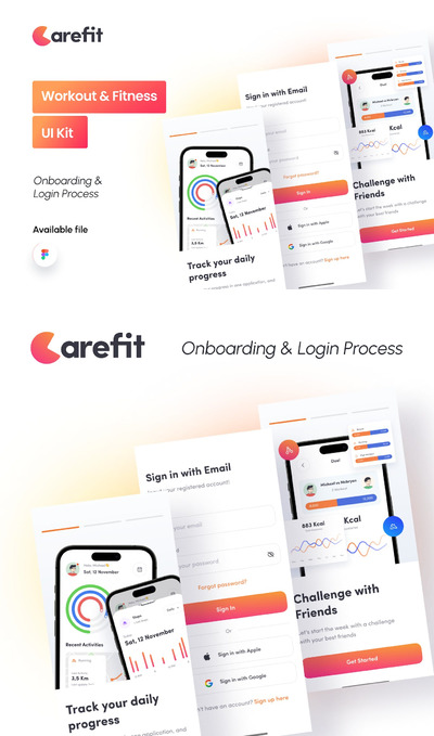 Carefit-健身应用APP UI KIT (FIG)