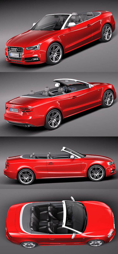 2012奥迪Audi S5敞篷汽车3D模型（OBJ,FBX,MAX,C4D,LWO）