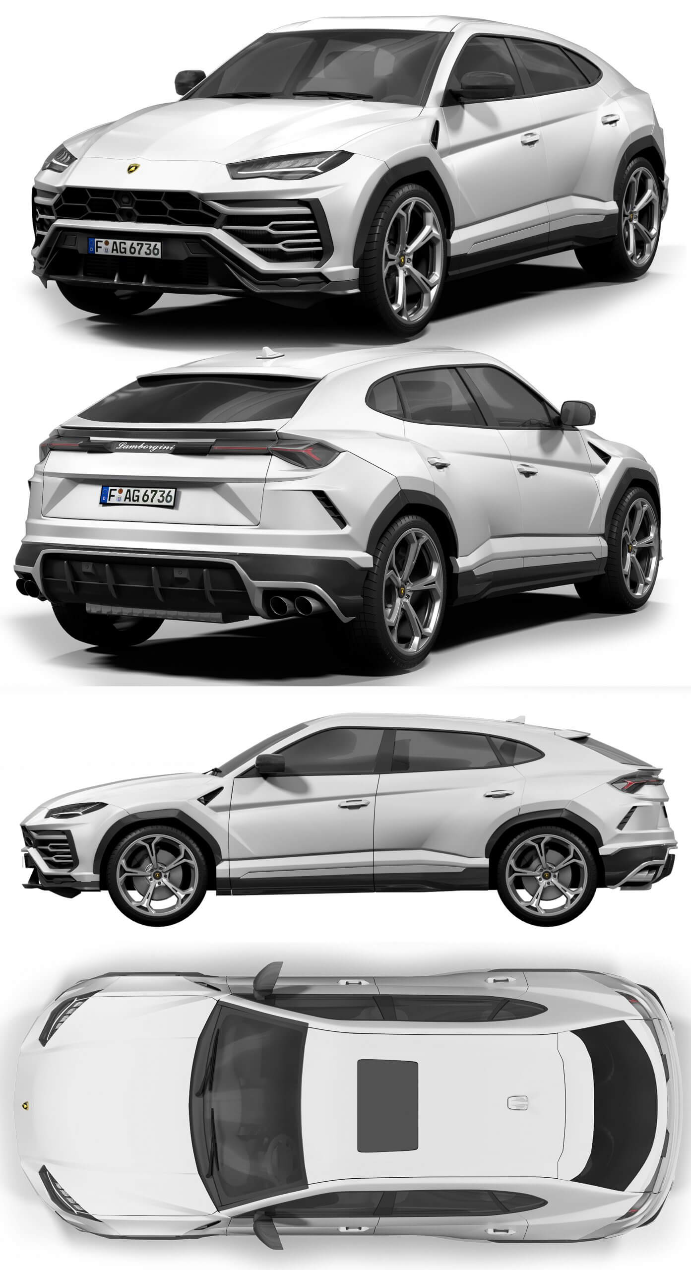 兰博基尼Lamborghini Urus SUV汽车3D模型（OBJ,FBX,MAX,C4D,LWO）