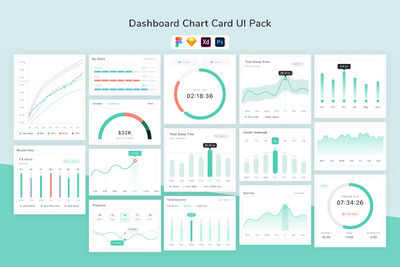 数据图表仪表盘网页UI组件合辑 (FIG,PSD,SKETCH,XD,EPS)
