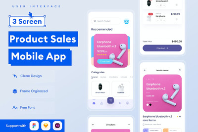 产品销售移动应用APP UI KIT (FIG,XD,SKETCH)