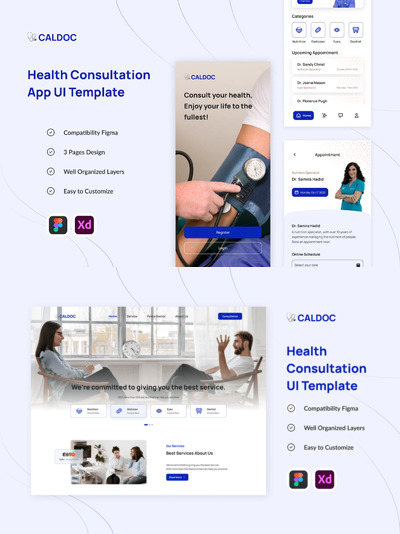 健康咨询App UI Kit (FIG,XD)