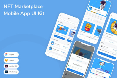 NFT 市场移动应用App UI Kit (FIG,PSD,SKETCH,XD)