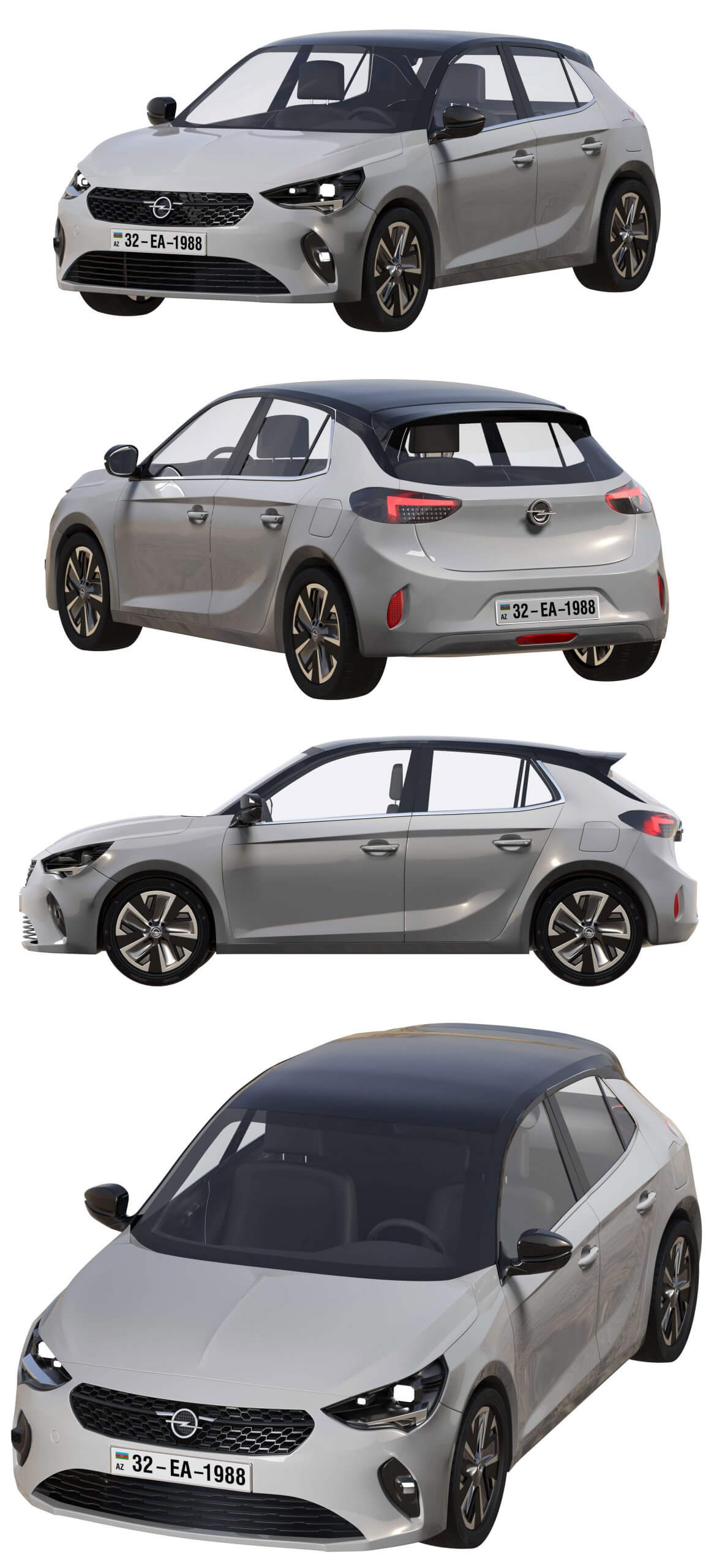 2019款欧宝Opel E corsa小型电动汽车3D模型（OBJ,FBX,MAX）