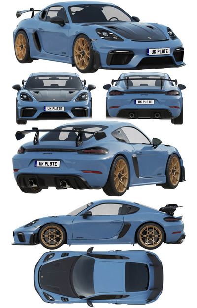 2022款保时捷Porsche 718 Cayman GT4 RS跑车3D模型（OBJ,FBX,MAX）