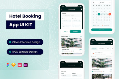 酒店预订移动应用 APP UI KIT (FIG,SKETCH,XD)