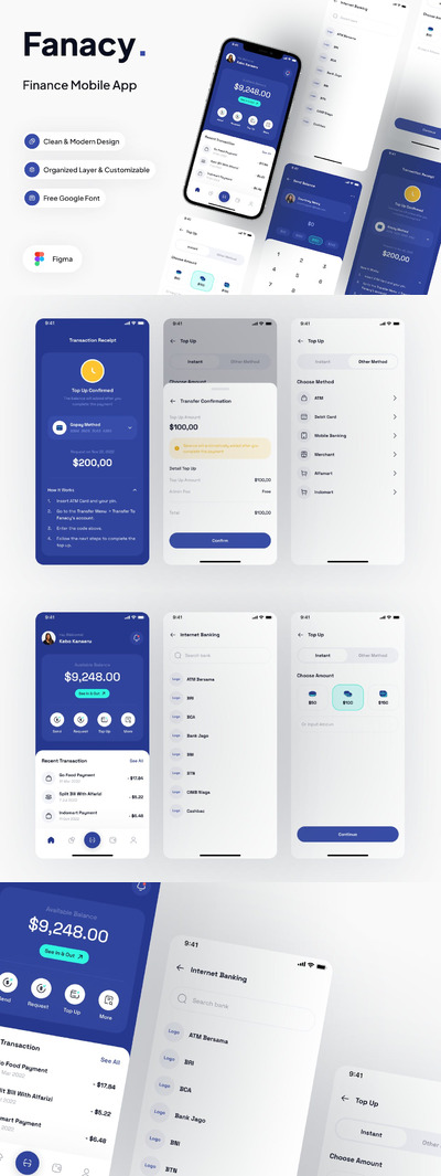 银行APP个人中心页面 APP UI KIT (FIG)