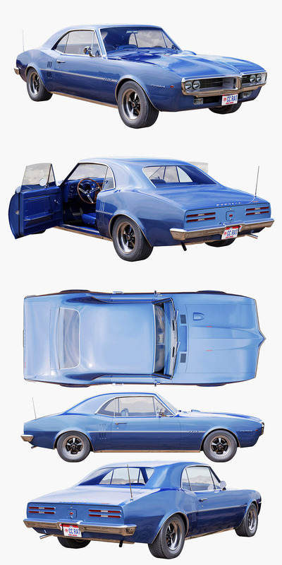 1967庞蒂亚克火鸟Pontiac firebird跑车3D模型（OBJ,FBX,MAX）