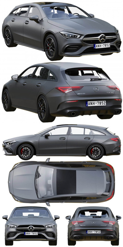 奔驰Mercedes-Benz AMG CLA 35 Shooting Brake汽车3D模型（OBJ,FBX,MAX）