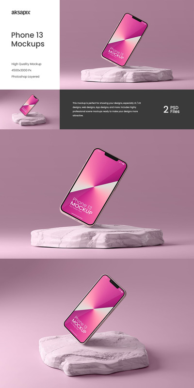 Phone 13 手机样机 (PSD,JPG)