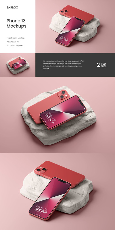 Phone 13 手机样机 (PSD,JPG)