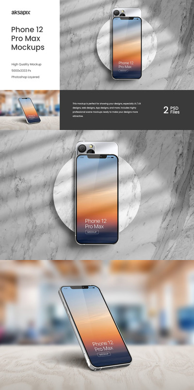 Phone 12 Pro Max 手机样机 (PSD,JPG)