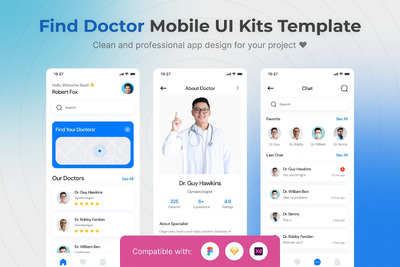 查找医生工具包模板APP UI KIT (FIG,SKETCH,XD)