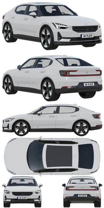 2023款极星Polestar 2汽车3D模型（OBJ,FBX,BLEND）