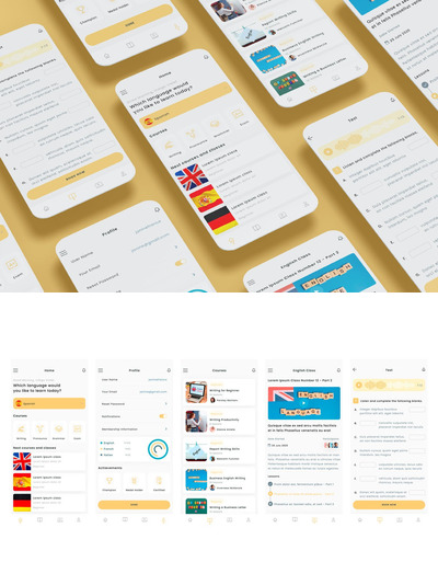 语言学习和在线英语课程应用APP UI KIT