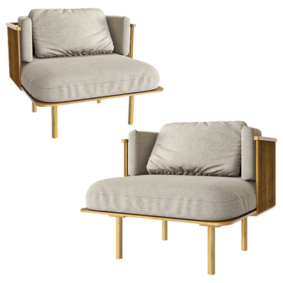 Manual mode Forest系列木质结构布艺软垫休闲椅3D模型（OBJ,FBX,MAX）