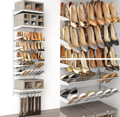 鞋架上的多款女式鞋子靴子3D模型（OBJ,FBX,MAX）