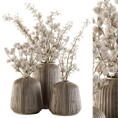 装饰花瓶中的干花束3D模型（OBJ,MAX）