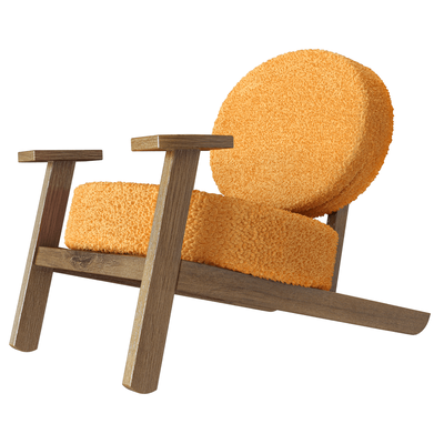 Manual mode MyChair木质结构厚布艺软垫休闲椅3D模型（OBJ,FBX,MAX）