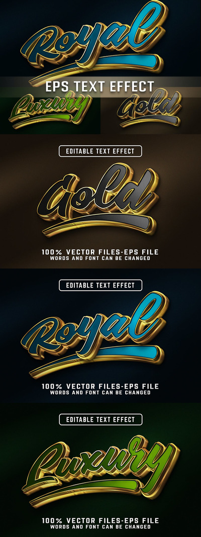 🔴矢量时尚高端逼真质感的3D立体土豪金立体字体设计图层样式-EPS