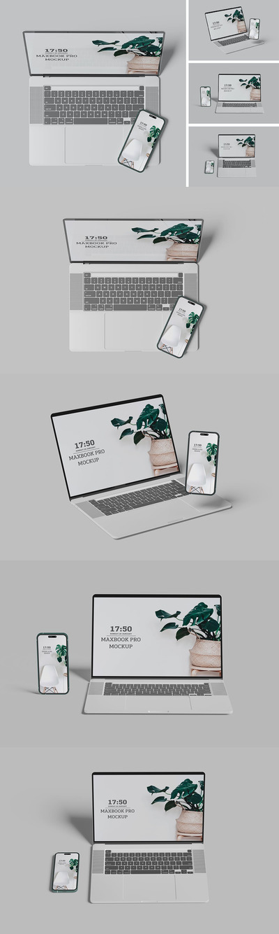 Macbook pro和iPhone手机电脑样机 (PSD)