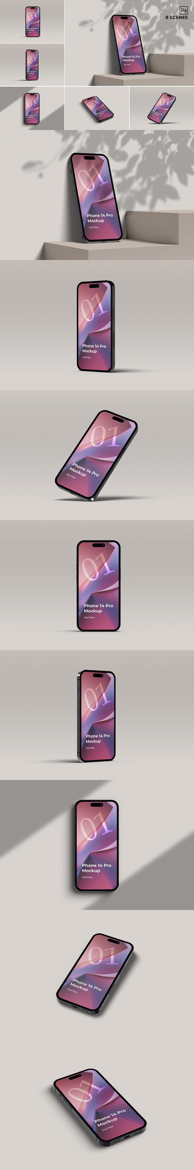 iPhone 14 Pro实体样机 (PSD,PDF)