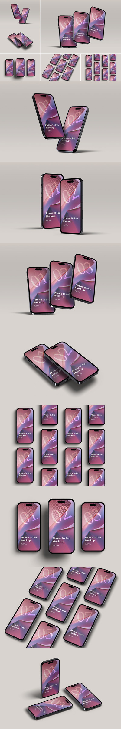 iPhone 14 Pro实体模型集样机 (PSD,PDF)