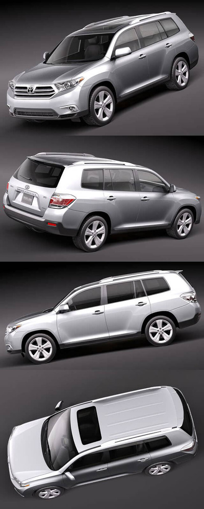 2011丰田汉兰达TOYOTA HIGHLANDER SUV汽车3D模型（OBJ,FBX,MAX,C4D,LWO）