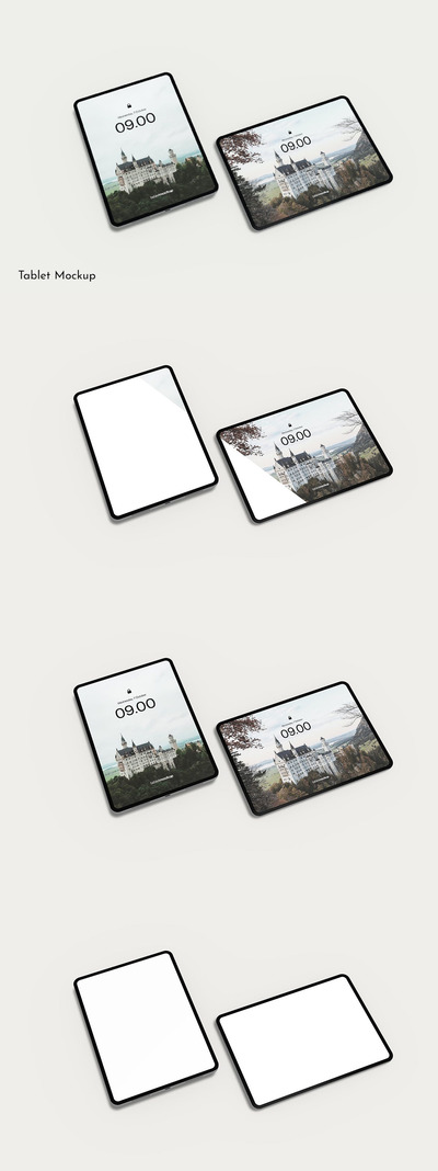 等轴测平板电脑/iPad样机 (PSD)