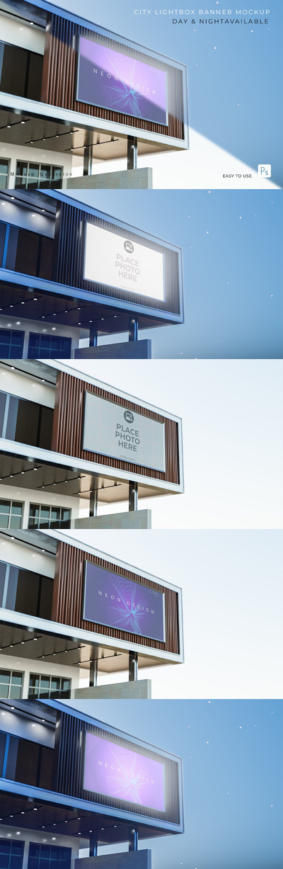 城市灯箱横幅样机 (PSD)