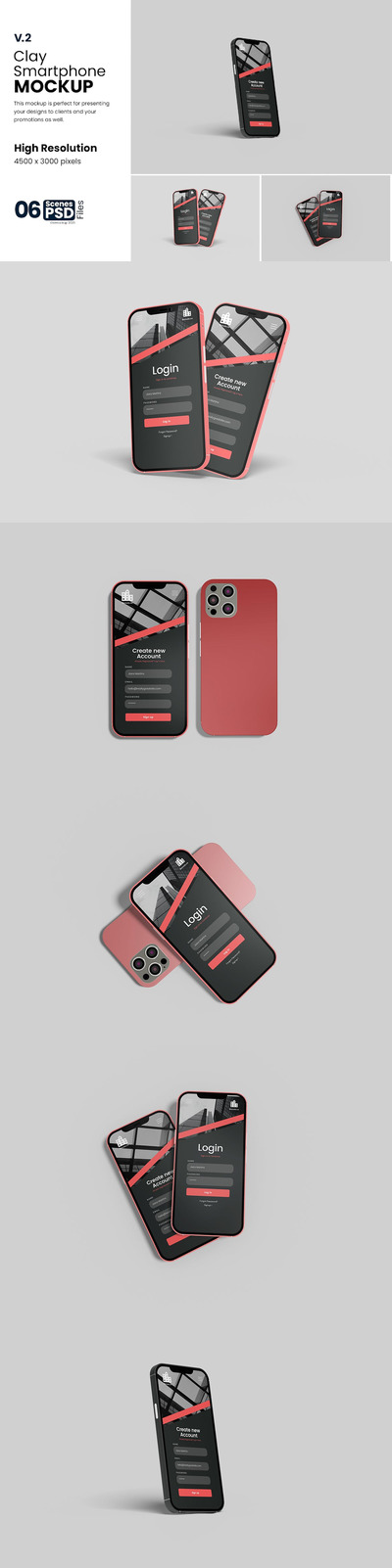 Clay外壳智能手机样机 (PSD)