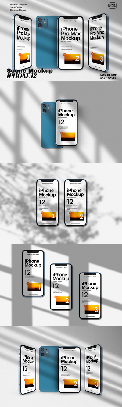 iPhone 12 场景样机 (PSD)