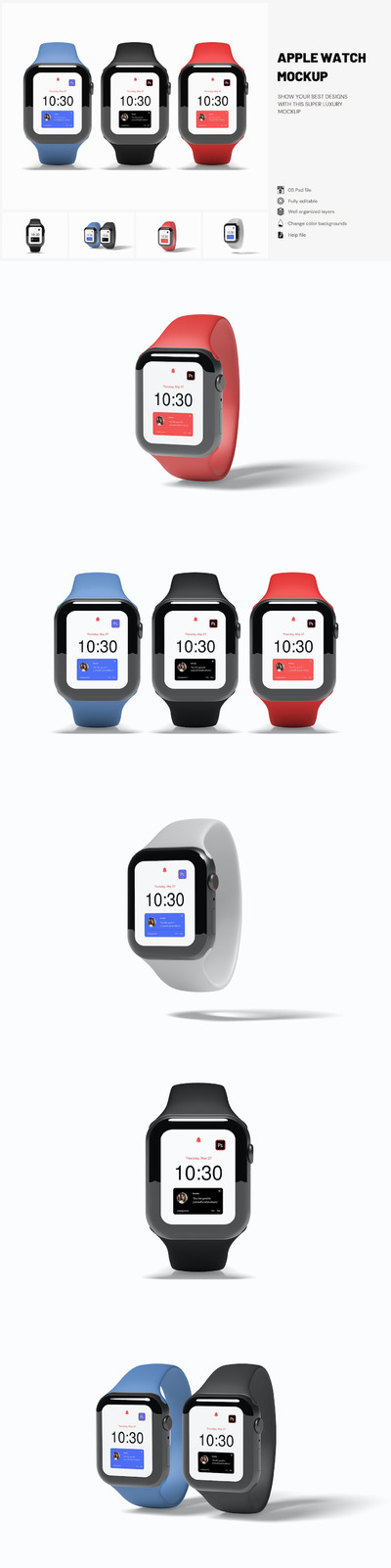 Apple 手表样机 (PSD,JPG,PDF)