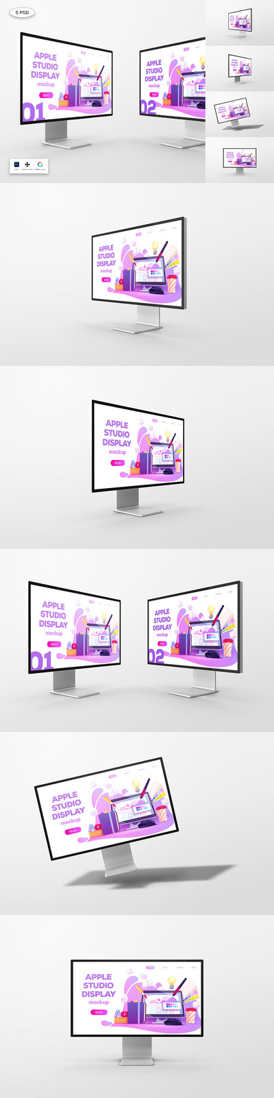 Apple 苹果工作室显示样机 (PSD)