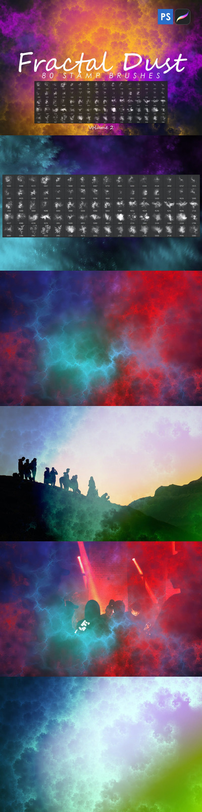 80分形尘印刷第2卷PS笔刷 (ABR)