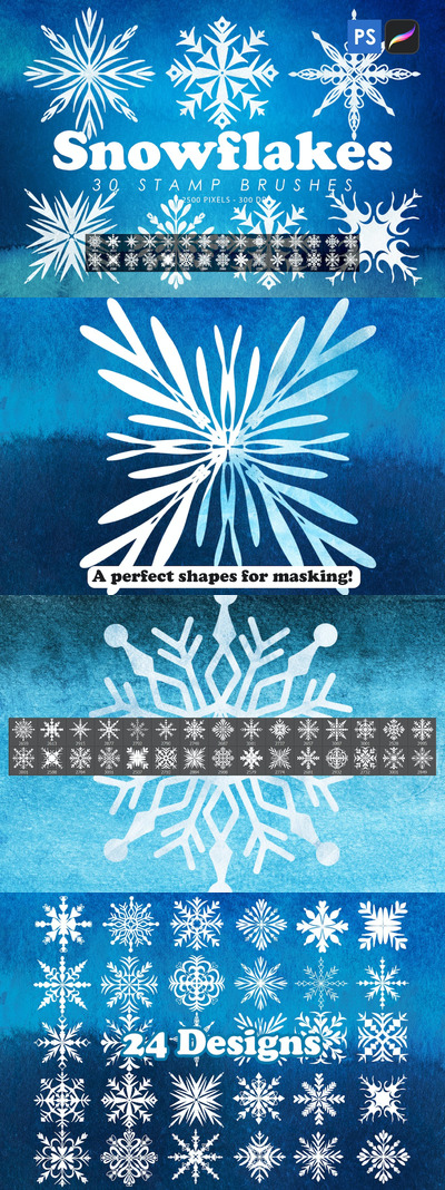 雪花图章刷PS笔刷 (ABR)