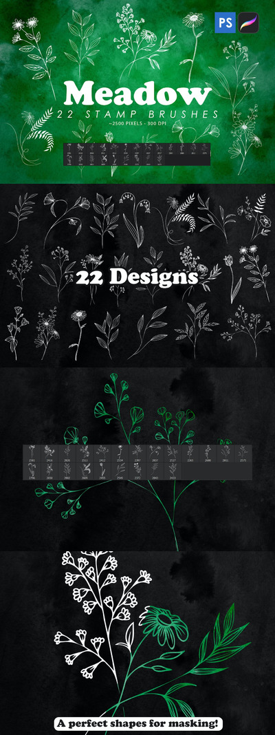 草地图章刷PS笔刷 (ABR)